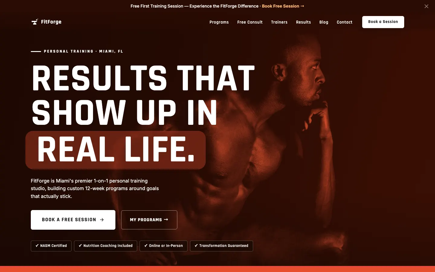 FitForge Personal Training website